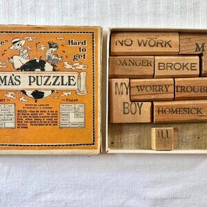 Vintage 1976 Complete Ma's Wooden Puzzle W/ Original Box